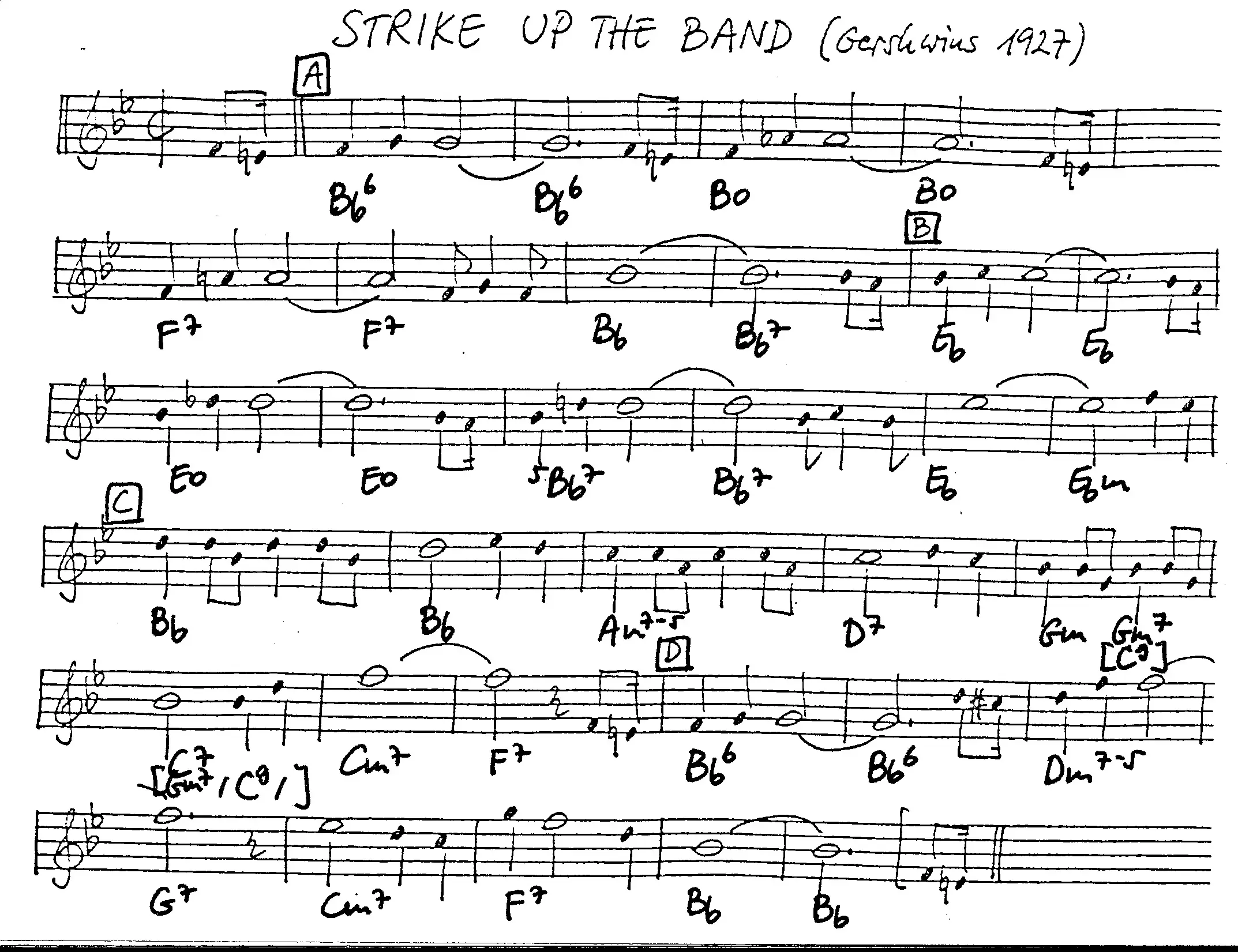 strike up the band free jazz leadsheet - Courtesy of the Jungle Jazz Band